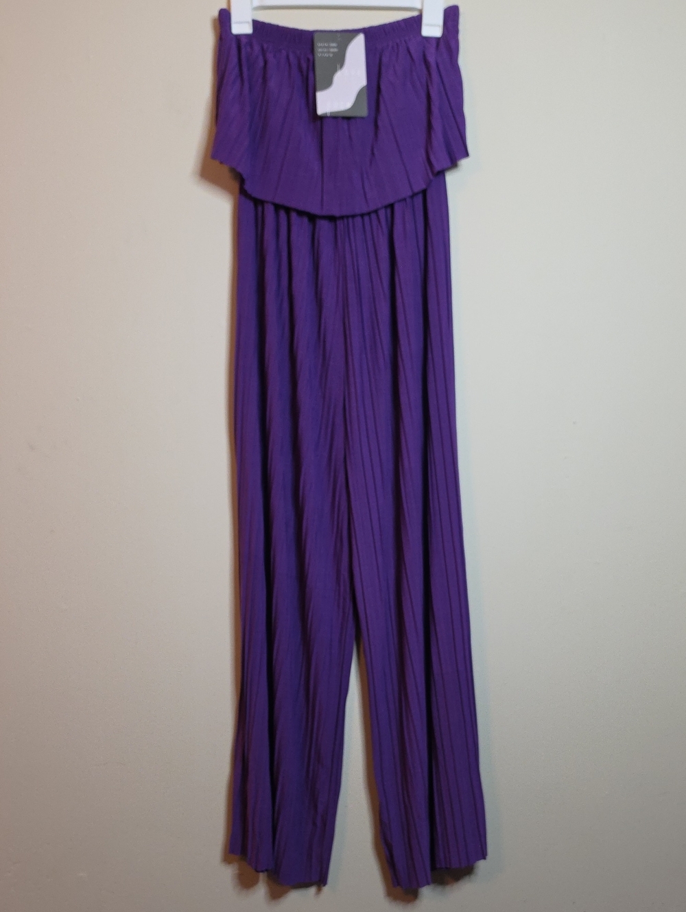 Love Poem Off-Shoulder Wide-Leg Jumpsuit in Deep Purple